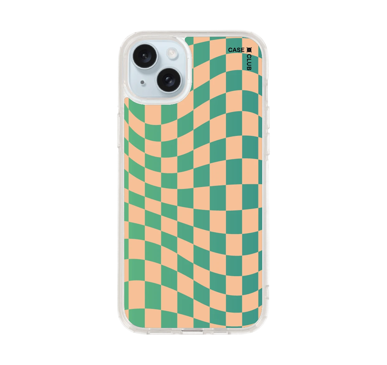 iphone 15 plus clear case green gradient grid